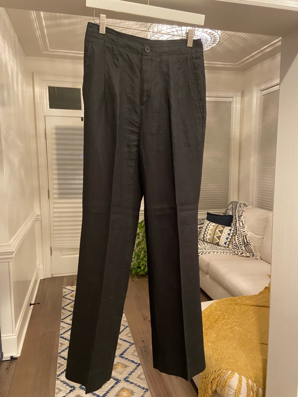 Banana Republic Black Wide Leg Linen Trousers